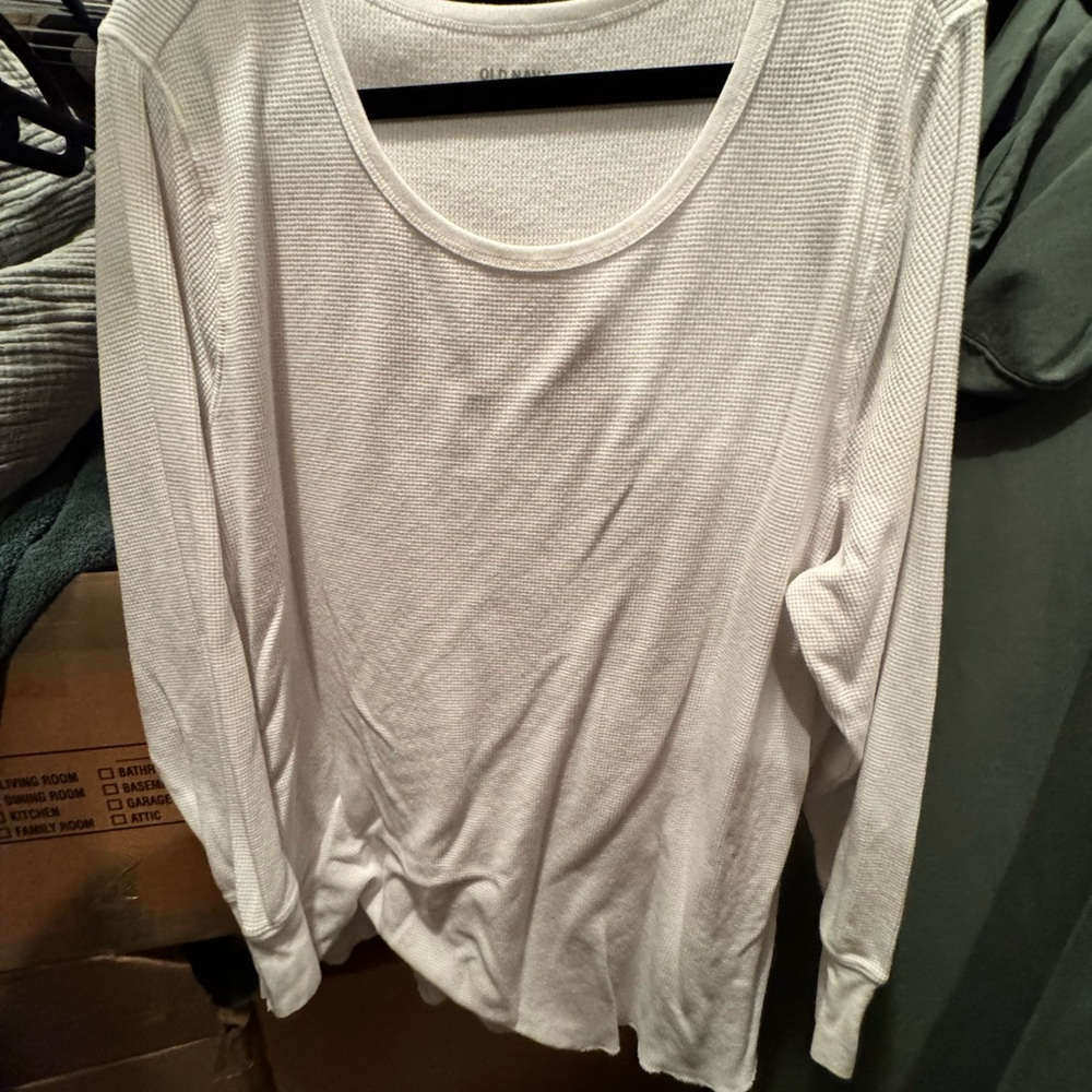 Old Navy White Waffle Long Sleeve Tee